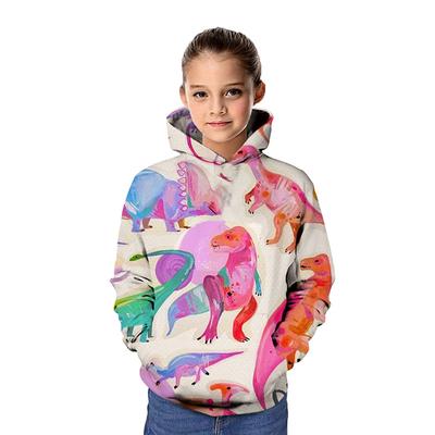 Back to School Girls' 3D Dinosaur Hoodie Long Sleeve 3D Print Spring Fall Winter Active Basic Kids 3-12 Years School Outdoor Daily