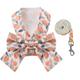 Dog Harness and Leash Set with Bow Knot No Pull Pet Daisy Floral Harness with D-Ring Soft Mesh Dog Harness Vest Set Escape Proof Princess Puppy Harness for Small Girl Dogs Cats