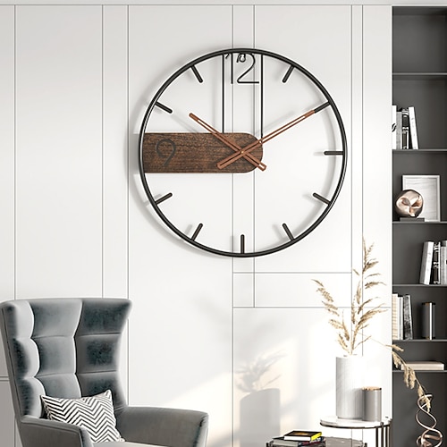 Große Wanduhr für Wohnzimmerdekor, dekorativ, geräuschlos, tickt nicht, batteriebetrieben, analoge Metallwanduhren für Küche, Schlafzimmer, Büro, Esszimmer, 4050cm Image