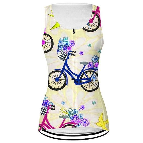 Damen Fahrradweste Radtrikot Grafik Blumenmuster Lustig Ärmellos Fahhrad Weste / Gilet Trikot Oberteil mit 3 Gesäßtaschen Mountainbike MTB Straßenradsport Schnelltrocknend Rückentasche Image