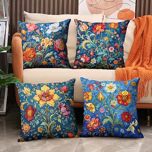 Vintage-Blumen, 1 Stück, Dekokissenbezüge in mehreren Größen, dekorative Kissen für den Außenbereich, weiche Kissenbezüge für Couch, Sofa, Bett, Heimdekoration Image