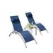 Pool Lounge Chairs Set of 3 Adjustable Aluminum Outdoor Chaise Lounge Chairs with Metal Side Table All Weather for Deck Lawn Poolside Backyard Blue
