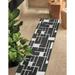 Unique Loom Checker Outdoor Modern Runner Rug 2 0 x 6 1 Black and White