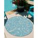 Unique Loom Curl Outdoor Botanical Rug 10 8 x 10 8 Round Light Aqua