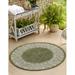 Unique Loom Floral Border Outdoor Border Rug 10 8 x 10 8 Round Green