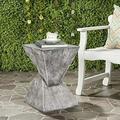 Outdoor Indoor Concrete Side Table Modern Lightweight Accent End Table For Living Room Garden Light Grey