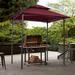 8x5Ft Outdoor Grill Gazebo Grill Gazebo Canopy with Double Tier Soft Top Canopy with Steel Frame Hooks and Bar Counters Outdoor BBQ Gazebo Shelter Patio Canopy Tent Burgundy