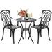 NLIBOOMLife Bistro Set 3 Piece Outdoor Patio Bistro Sets Cast Aluminum Bistro Table Set with Umbrella Hole Rust Resistant Outdoor Bistro Table and Chairs Set for Patio Balcony (Butterfly