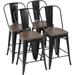 Modern Bar Stool Set of 4 Counter Height Barstool with Back 24 Inches Seat Height Industrial Bar Chairs Indoor Outdoor Metal Kitchen Stools Restaurant Patio Stool Stackable