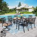 & William Patio Dining Set for 6 Outdoor Furniture Set 7 Pieces 4 x Metal Dining Chairs 2 Swivel Chairs with 1 Rectangular Metal Dining Table Outdoor Patio Set for Outdoor Lawn Gard