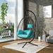 NLIBOOMLife Swing Egg Chair with Stand UV Resistant Cushion Headrest Indoor Outdoor Patio Rattan Basket Hanging Chair Lounge Hammock Chair for Balcony Bedroom Garden(Sand)
