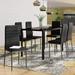 Modern Glass Dining Table Set 7 Piece Black