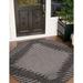 Unique Loom Tambor Outdoor Modern Rug 10 8 x 10 8 Round Charcoal Gray