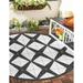 Unique Loom X Outdoor Modern Rug 3 3 x 3 3 Round Black and White