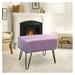 Homehours Purple Velvet Tufted Ottoman Entryway Bench 19.5 x12.5 x17 H Comfy Furry Makeup Stools with Metal Leg Sturdy Foot Rest Stool Bedroom End of Bed Living Room Couch Vanity Home Decor Outdoor