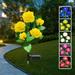 Outdoor Rose LED Solar Flower Light Outdoor Solar Landscape Lights with 5 Rose Flowers Waterproof Solar Garden Lights for Patio Yard Pathway Decoration Yellow