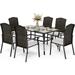 VALLEY Patio Dining Set 5 PCS Rattan Outdoor Dining Sets Swivel Wicker Patio Rocking Chairs with Cushion 37\u201Dx37\u201Dx28\u201DSquare Table with 1.57 Umbrella Hole for Outdoor Ki