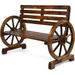41 Rustic Wooden Wheel Bench Outdoor Bench 2-Person Patio Bench Wagon Slatted Seat Garden Benches for Outdoors 350lbs High Capacity Weather Resistance