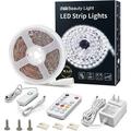 MY BEAUTY LIGHT LED Strip Lights White 16.4ft Dimmable LED Light Strip with RF Remote 300 Bright 6500K 2835 LEDs Plug-in Adhesive Rope Lights with Timing Mode for Living Room Bedroom Kitchen Cabinet White 16.4ft