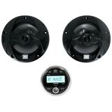 Memphis Audio MXA1MC Marine Bluetooth Stereo Receiver+2) Black JBL 6.5 Speakers