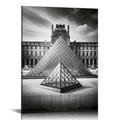 Nawypu Louvre Pyramid Paris Architecture Print Paris Wall Art Paris Travel Poster Black & White Photography - Print/Canvas/Acrylic
