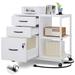 File Cabinet with USB Charging Ports 3 Drawer Rolling Lateral Filing Cabinet with Socket for Home Office Wood Printer Stand with Storage White