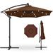 Arlmont & Co. 10Ft Solar LED Offset Hanging Outdoor Market Patio Umbrella W/Adjustable Tilt - Baby Blue in Brown | Wayfair