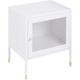 Beliani - Industrial Modern Bedside Table Nightstand Mesh Door Steel White Ossett - White