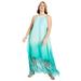 Plus Size Women's Fringe Hem Maxi Dress by June+Vie in Aqua Green Ombre (Size 26/28)