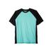 Men's Big & Tall Raglan sleeve swim shirt by KingSize in Heather Tidal Green Black (Size 2XL)