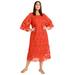 Plus Size Women's Bell-Sleeve Lace Midi Dress by June+Vie in Nectarine (Size 26/28)