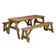 Arbor Garden Solutions Victoria Wooden Picnic Bench And Table Set, Rounded Outdoor Dining Set (6Ft, Rustic Brown)
