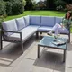 Grey Corner Sofa & Table Set With Cushions - Weatherproof Outdoor Garden Furniture For Patio, Decking, Yard Or Conservatory