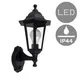 Valuelights Black Outdoor Security Dusk To Dawn Ip44 Rated Wall Light Lantern - Complete With 6W Led Gls Bulb In Warm White