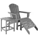 Tectake Rustic Garden Set - 1 Chair 1 Footrest 1 Table - Garden Table And Chairs Bistro Set - Light Grey