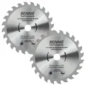 Rennie Tool Company 2 Pack - 165mm X 24T Tct Cordless Circular Wood Saw Blades With Thin Kerf. Fits Bosch Makita Ryobi Dewalt Circular Saws Etc