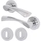 Eai - Swept Door Handle And Keyhole Escutcheon - 140mm X 50mm - Polished Chrome