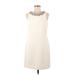 White House Black Market Casual Dress - Mini Crew Neck Sleeveless: Ivory Solid Dresses - Women's Size 8 Petite