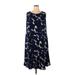 Talbots Casual Dress - A-Line Crew Neck Sleeveless: Blue Dresses - Women's Size 18