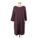 J.Jill Casual Dress - Shift: Burgundy Polka Dots Dresses - Women's Size Medium