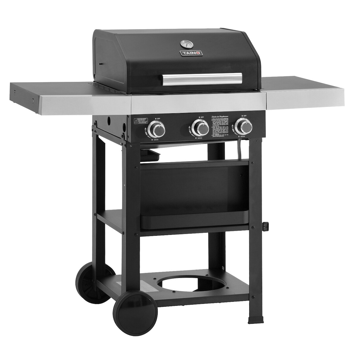 TAINO WABAYA 3+0 Gasgrill Grillwagen 3 Brenner Sear-Burner Schwarz Matt Image