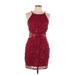 I.N. San Francisco Cocktail Dress - Bodycon Halter Sleeveless: Burgundy Dresses - Women's Size 13