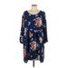 Old Navy Casual Dress - Shift Scoop Neck 3/4 sleeves: Blue Floral Dresses - Women's Size 2X-Large