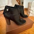 Coach Shoes | Coach Open-Toe Leather Booties. | Color: Black | Size: 7