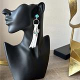 Anthropologie Jewelry | Bohemian Drop Earrings A353 | Color: Blue/White | Size: Os