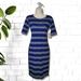 Lularoe Dresses | Lularoe Julia Striped Navy Quarter Sleeve T-Shirt Dress | Color: Blue/White | Size: Xs