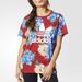 Adidas Tops | Adidas X Farm Chita Boyfriend Tee Red Floral Size Small Style Bj8414 | Color: Blue/Red | Size: S