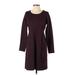 Duluth Trading Co. Casual Dress Scoop Neck Long sleeves: Burgundy Solid Dresses - Women's Size Small