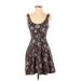 Ecote Casual Dress - A-Line Scoop Neck Sleeveless: Black Print Dresses - Women's Size Small