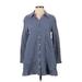 Zara Casual Dress - Shirtdress: Blue Checkered/Gingham Dresses - Women's Size X-Small